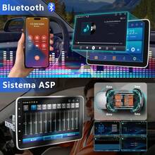 Estéreo Pantalla 1DIN Táctil Giratorio Android 4+64GB Carplay Inalámbrico pantalla para auto 10.1 Pulgadas car audio Android Auto WiFi GPS BT Mirror Link Camara - A - Ver 7