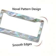 Metal License Plate Frame Cover, Featuring A Rainbow-Colored Mother-Of-Pearl Shell Pattern, Suitable For Beach Parties And Summer Celebrations, License Plate Frame, Truck Accessories - Style 1 - View 6