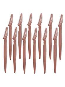 12pcs Stainless Steel Eyebrow Trimmer Set With Protective Cover, Unisex - Precision Eyebrow Razor - Multicolor - View 7