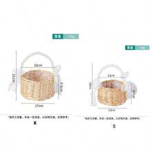 Cesta de flores de princesa con perlas tejida a mano, cesta de almacenamiento tejida de ratán, cesta de flores de mano, cesta de flores hecha a mano, decoración del hogar y de boda - Multicolor - Ver 18