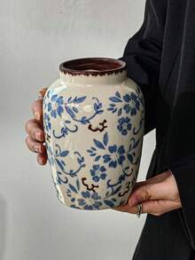 Cabin Kangaroo 新款中式青花陶瓷花瓶，复古裂纹釉花瓶，客厅玄关装饰，禅意干花花瓶，精品茶室软装，桌面花架，手工裂纹釉青花陶瓷花瓶，复古做旧中式花瓶，客厅电视柜装饰，干花鲜花花瓶 - 多色 - 查看 14