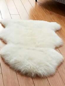 现代简约仿羊毛绒地毯 - 柔软绒面，橡胶底背，可机洗 - 冬季礼物，羊毛质感地毯，秋冬季地毯，厚实柔软 - 白色 - 查看 19