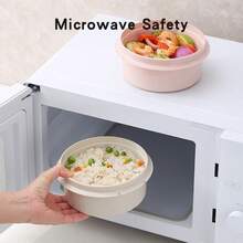 2100毫升三层圆形塑料饭盒，带提手，便携大容量水果便当盒，可堆叠密封食品容器，耐冷耐热，适合学生和成人用于学校、办公室、户外露营、野餐、旅行、返校等场合。 - 彩色 - 查看 7