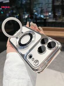 Luxury Dust-Proof Plug Ice Feel Clear Electroplated Protection Case Compatible With IPhone 17 Pro Max 17 16 15 14 13 12 Pro Max Camera Protection Back Cover - Silver - View 3