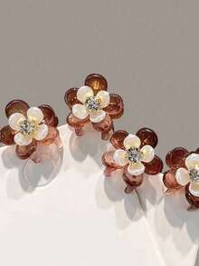 10pcs Camellia Rhinestone Mini Claw Clips, Ultra Cute Luxury Princess Hair Accessories, Stylish Elegant Bangs Side Clip For Daily Outfit Photography - 10pcs Transparent Camellia Clips - View 11