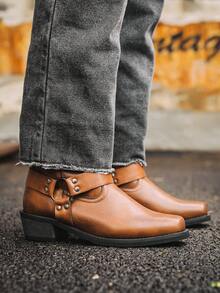 Mioeert 男士牛仔靴 西部靴 男士方头经典套脚靴 - 棕色 - 查看 4