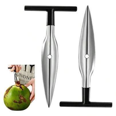 1pc Stainless Steel Coconut Opener, Suitable For Outdoor Camping, Portable Coconut Shovel Coconut Knife Coconut Punching Tool Coconut Drilling Tool Kitchen Gadget
