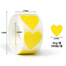 500pcs/Roll Gold Heart-Shaped Blank Adhesive Heart Stickers Labels Seals - Gold - View 14