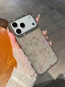 Vintage Floral Semi-Transparent Frosted Phone Case, Compatible With IPhone & Galaxy - Multicolor - View 3