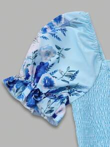 Đầm nữ mùa hè in hoa tươi sáng, phối eo, kiểu dáng thanh lịch, thích hợp cho các buổi hẹn hò và dịp đặc biệt. - Nhiều màu - Xem 7