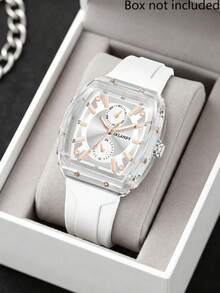 1件男士石英表，商务、休闲、运动皆宜，复古简约表盘，适合日常佩戴、派对装饰，也是馈赠亲朋好友和兄弟的各种节日礼物。 - 白色 - 查看 6