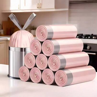 50 ชิ้น ถุงขยะกันฉีกขาด, กันฉีก, พร้อมดีไซน์เชือกรูด, เหมาะสำหรับห้องน้ำ, ห้องครัว, ห้องสุขา, บ้าน, สำนักงาน และห้องนอน ถุงขยะในครัวเรือนหนาพร้อมหูหิ้ว, ถุงขยะเชือกรูดกันฉีกขาดขนาดใหญ่ ออกแบบมาเป็นพิเศษสำหรับขยะในครัว, เหมาะสำหรับถังขยะในสำนักงานและครัวเรือน, 50 ชิ้นต่อม้วน