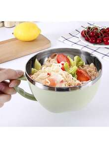 Stainless Steel Noodle Bowl With Handle: Perfect For Rice, Soup, And Instant Noodles - Includes Lid And Handle - Durable And Rust-Resistant - Multicolor - View 10