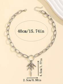 1pc Fashionable European And American Gothic Punk Rivet Chain Pendant Necklace, Suitable For Women's Daily And Party Wear - Multicolor - View 5