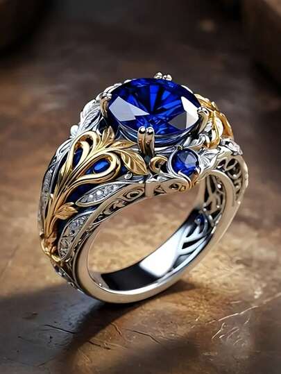 Two Tone Ring Set With, Vintage Style Jewelry, Domineering Men's And Women's Rings, Suitable For Daily Wear And Party/ Birthday/ Anniversary Christmas Gifts