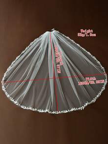 婚纱头纱蕾丝边新娘头纱带梳子1米婚纱头纱薄扇形蕾丝边曼蒂拉新娘配饰 - 彩色 - 查看 9