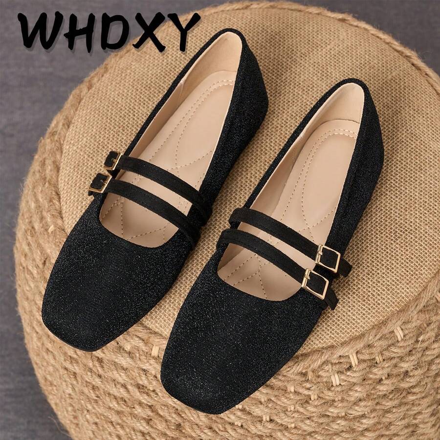 WHDXY 女士时尚鞋履，法式方头芭蕾舞鞋，休闲舒适乐福鞋，适合工作场合，可搭配牛仔裤