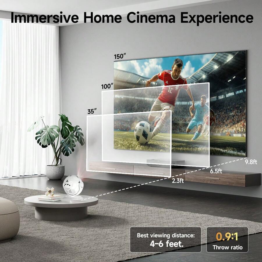Magcubic HY300F投影仪，原生720P，支持8K，180°旋转，330ANSI流明，Android 14.0系统，支持WiFi 6和蓝牙5.4，具备自动梯形校正和手动对焦功能，家庭影院投影仪 - 白色 - 查看 1