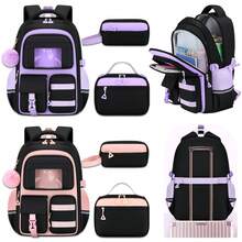 3pcs/Set Girls Backpack - Middle School Backpack With Handbag And Pencil Case, 15.6 Inch Laptop Backpack, Casual Minimalist Multi-Pocket Design With Plush Ball Pendant, Back To School Essential, Suitable For School And Travel - Simple 3-piece Set - View 4
