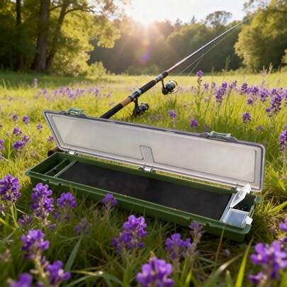 Caixa de armazenamento de equipamentos de pesca de 34,5 cm / Caixa portátil de grande capacidade para iscas de pesca / Caixa para anzóis e acessórios de pesca / Caixa de armazenamento de plástico para equipamentos de pesca