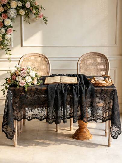 1 pieza Mantel de encaje, estilo vintage francés, disponible en múltiples tamaños, adecuado para bodas, fiestas, festivales, decoración del hogar, decoraciones de fiesta y regalos festivos