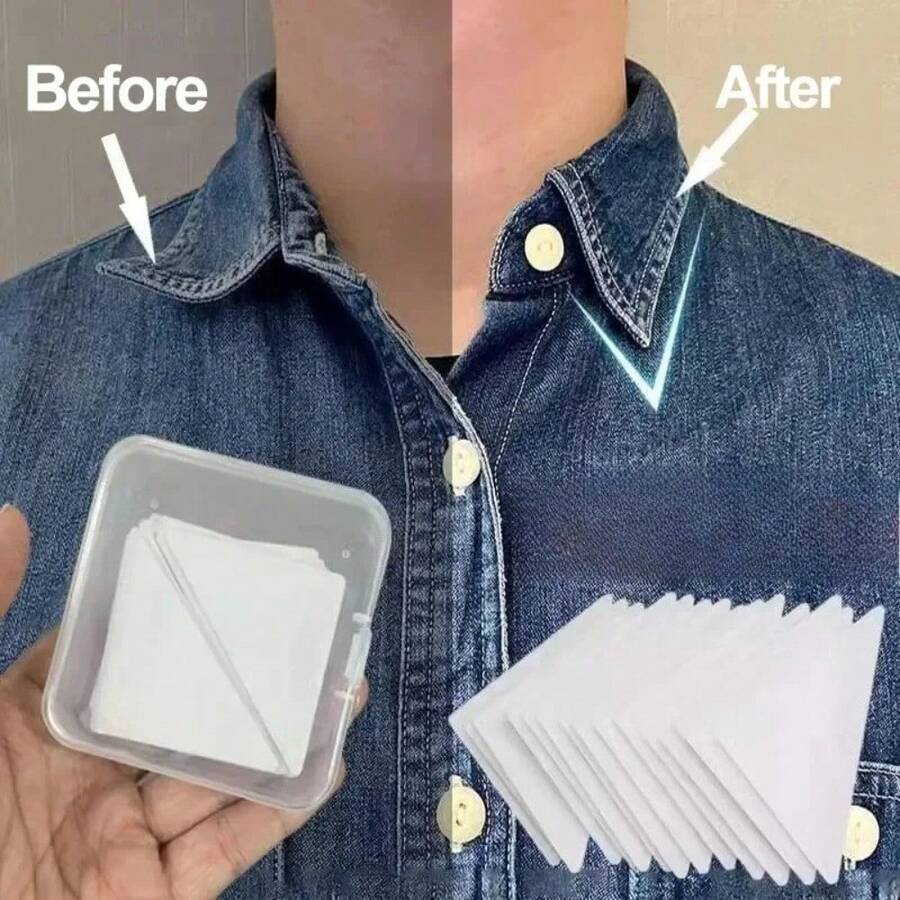 Shirt Polo Shirt Collar Paste Collar Shape Paste Triangle Collar Brace Without Curling Fixed Paste Collar Shape Paste - 10pcs-box - View 1
