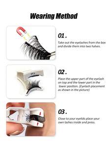 Asiteo 1 Pair Magnetic False Eyelashes, Natural Half-Eye Lashes, Glue-Free Short Magnetic Lashes, Cat Eye Lashes - Reusable Magnetic Eyelashes Without Glue - Suitable For Slouchy Daily, Party, Date, Holiday Makeup, Easy To Use - Half Eyelashes - View 6