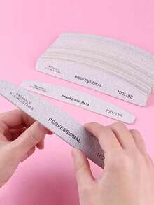 5 piezas Limas de uñas profesionales en forma de media luna, adecuadas para uñas naturales, fácil de crear una manicura suave, para uso en el hogar y en el salón - Multicolor - Ver 1