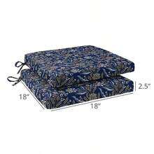 Quality Outdoor Living 29-JBF02DC Universal Indoor/Outdoor Dining Chair Cushion Set of 2 18 x 18 Jacobean Blue - Azul jacobino - Ver 2