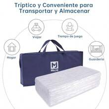 MUJA Colchon para Cuna de Esponja de Alta Precisión Colchoneta Plegable con Funda Extraíble con Cremallera y Bolsa de Transporte 100 x 66 x 5 cm Colchon Cuna de Viaje Impermeable Portátil y Cómodo - Blanco - Ver 4