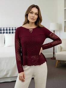 Women's Winter Blouse, Imported, On . - Burgundy - View 2