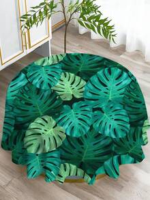 1pc Tropical Palm Leaf Print Tablecloth, Modern Polyester Rectangular/Round Waterproof Tablecloth, Digital Printing Suitable For Living Room, Outdoor Dining Table, Small Round Table - Multicolor - View 5