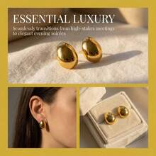 Teardrop Earrings, Minimalist And Elegant, Suitable For Women Who Prefer Minimalist Style, Beach Vacation Bikini Accessories, Beautiful Dresses, T-Shirts, Sexy Jeans, Tight Clothes - Versatile Retro INS Style Earrings For Casual Daily Wear, Also Suitable As A Surprise Gift For Valentine's Day, Birthday, Mother's Day, Thanksgiving Or Vacation, Graceful Earrings - Yellow Gold - View 4