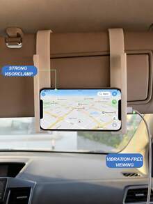 Universal Car Sun Visor Mounted Phone/Tablet Holder With Charging Port - Adjustable L-Shaped Bracket Compatible With Iphone, And Other Devices, Made Of ABS Material, Installed On Front Passenger Seat, No Vibration For Comfortable Viewing, Ideal For Long Trips And Driving - Tablet Stand - View 4