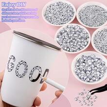 1000/12000顆裝 銀色透明 2-6mm 5種尺寸混裝水鑽套組，附蠟筆與鑷子，適用於手工藝、服飾、鞋子、襯衫、珠寶裝飾，亮面平底水晶寶石 - 多色 - 查看 3