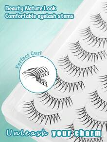 10对韩式U型女团假睫毛，清纯迷人偶像风假睫毛，自然逼真假睫毛 - 黑色 - 查看 8