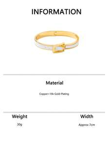 1pc Fashionable Unique Leather Belt Style Bracelet, Distinctive Personalized Niche Elegant Adjustable Jewelry, Suitable For Daily Wear, Parties And Various Occasions - White - View 6