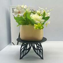 1pc Metal Leaf Shaped Plant Stand - Fashionable Planter Display Rack, Suitable For Indoor And Outdoor Use, Great For Gardening And Home Decor, Sturdy And Durable Indoor Plant Holder, Fits Modern Decor Style, Made Of Galvanized Steel - Multicolor - View 6