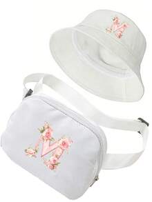 Women's Fashionable Outdoor Waist Pack, White Sun Hat Features A Unique Pink Rose Design And Lettering. Running Waist Bag, Women's Crossbody Chest Bag With Adjustable Shoulder Strap, Suitable For Daily Use, Outdoors,Travel Essential - Multicolor - View 20