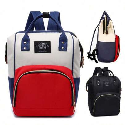 Fashionable And Multifunct Mummy Bag Large Capacity Storage Backpack Baby Bottle Insulation Storage Bag Diaper Organize Backpack Diaper Bag Backpack For Women - Multifunction Travel Essentials Baby Diaper Bag With Changing Pad, Large Backpack Baby Girl Boy, Insulated Bottle Holders & Stroller Straps (Red+Blue)