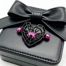 1 pieza Anillo de pezón de acero inoxidable con forma de corazón y telaraña, joyería de perforación única para atuendo de verano - Anillo umbilical - Ver 2