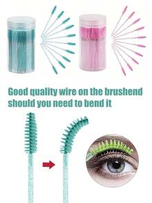 50/100 Pcs Disposable Mascara Wands,Mascara Brushes,Crystal Eyebrow Brush (Suitable For Eyelash Extensions),Disposable Curved Eyebrow Brushes, Spiral Brushes - Multicolor - View 7