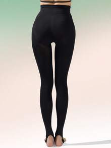 1 đôi quần legging nữ co giãn 100 denier, thoải mái, thích hợp mặc hàng ngày. - màu đen - Xem 2