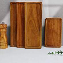 1pc Rosewood Rectangular Snack Plate, Suitable For Kitchen Dining, Polished Surface, Geometric Pattern, Food-, Ideal For Christmas, Valentine's Day, Father's Day And Mother's Day - Perfect For Serving Snacks, Sushi, Vegetables, Fruits, Cold Dishes, Cheese And Coffee/Tea - Multicolor - View 10