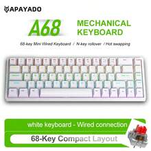 APAYADO A68 有线机械键盘，65% 紧凑布局，68 键热插拔，RGB 背光，适合游戏玩家，有线 USB 连接 - 查看 14