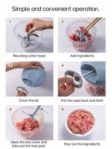 Multi-Functional Garlic Press, Vegetable Chopper, Hand-Pull Meat Grinder, Fruit & Vegetable Puree Maker, Suitable For Various Fruits And Vegetables, Easy To Use And Clean - Multicolor - View 7