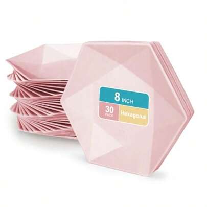30 platos de ensalada hexagonales desechables de 8 pulgadas platos biodegradables para tartas de bagazo platos de papel de postre desechables para cumpleaños fiesta picnic barbacoa y