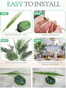 Cây giả cỡ lớn 60-120cm, cây cọ giả, lá cọ nhiệt đới, cây cọ nhân tạo, cây cao, lá Monstera bằng nhựa giống thật dùng trong nhà, thích hợp trang trí nhà cửa, nhà bếp, ngoài trời, văn phòng. - Nhiều màu - Xem 6