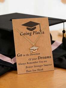 8pcs/4sets - 2026 Graduation Cap & Necklace Set, Minimalist Graduation/Back To School Campus Pendant Necklace Set, Inspirational Necklace Souvenir, Suitable As Graduation Party Favors, Birthday Party, Graduation Gifts For Friends, Graduation Decor, Prom Accessories (1 Set = 2pcs = 1 Necklace + 1 Card) - Graduation Cap - View 3