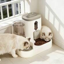1pc Automatic Gravity Cat Water Dispenser, 2-In-1 Pet Food And Water Bowl, Self-Feeding Cats And Dogs Feeder - 800ml + 1600ml - View 9